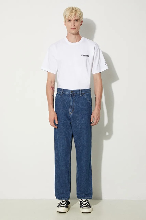 Дънки Carhartt WIP Single Knee Pant I032024 син AW24