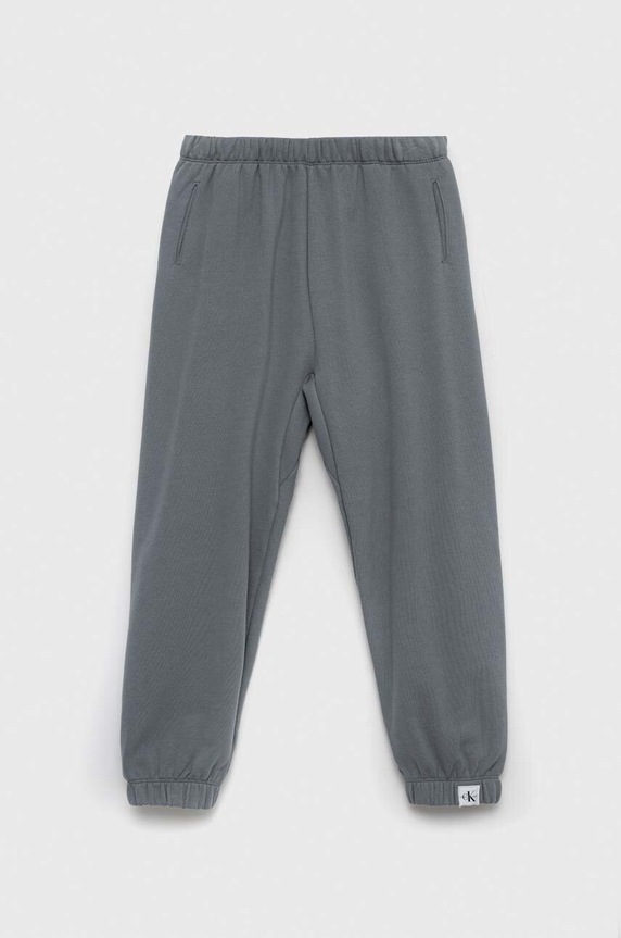 Calvin Klein Jeans spodnie dresowe dziecięce z elastanem szary IB0IB01592.PPYX