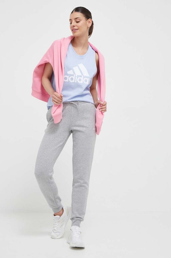 adidas spodnie dresowe bawełniane Essentials IC8816 szary SS23