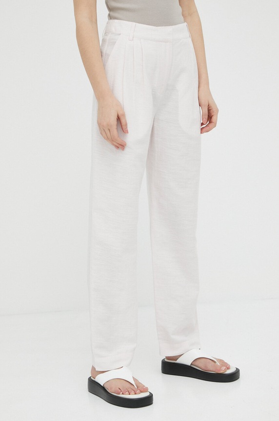 Samsoe Samsoe pantaloni Meme drept roz F23100168