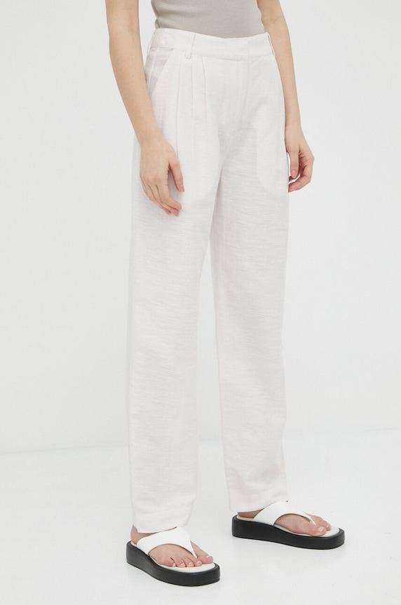 Samsoe Samsoe pantaloni Meme drept roz F23100168