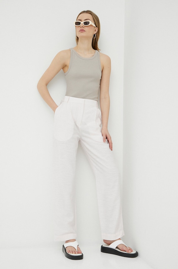 Samsoe Samsoe pantaloni Meme F23100168 roz SS23