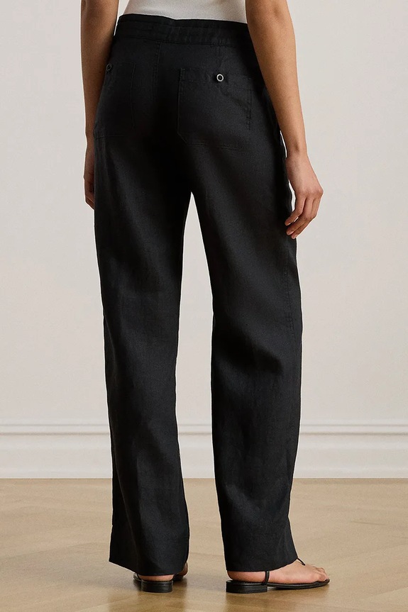 Λινό παντελόνι Lauren Ralph Lauren 200735136 μαύρο SS25