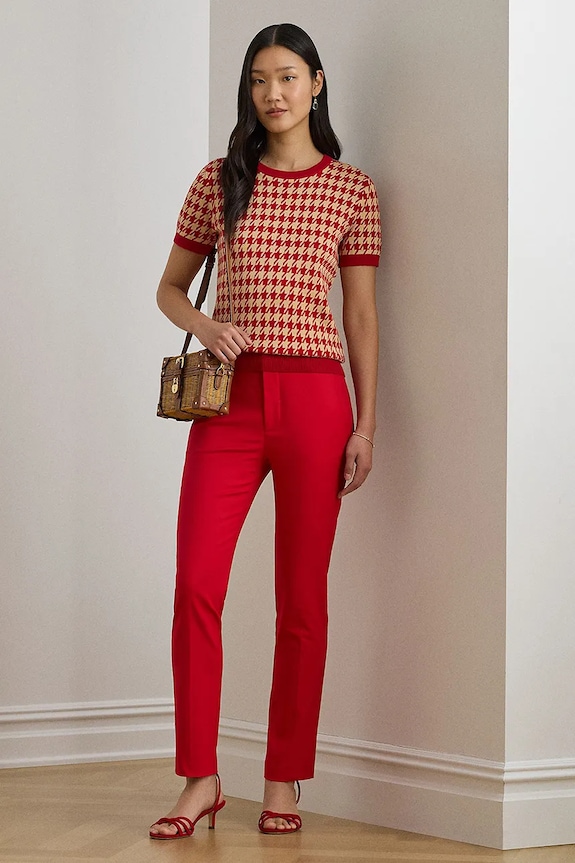Ρούχα Lauren Ralph Lauren παντελόνι γυναικείο με βαμβάκι 200811955 κόκκινο