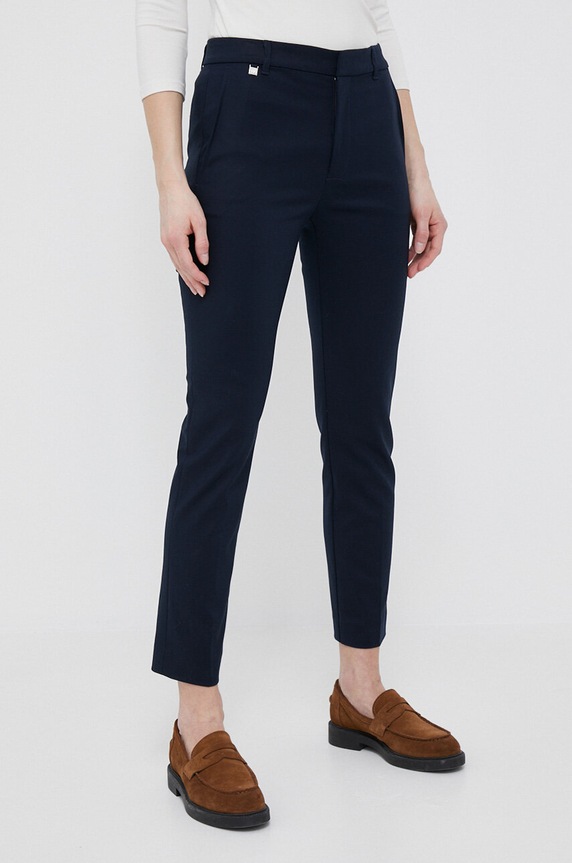 Lauren Ralph Lauren kalhoty dámské s bavlnou high námořnická modř 200811955