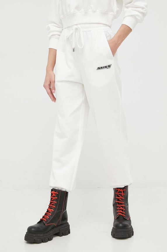 Miss Sixty spodnie dresowe bawełniane 6W1PJ7581000 biały SS23