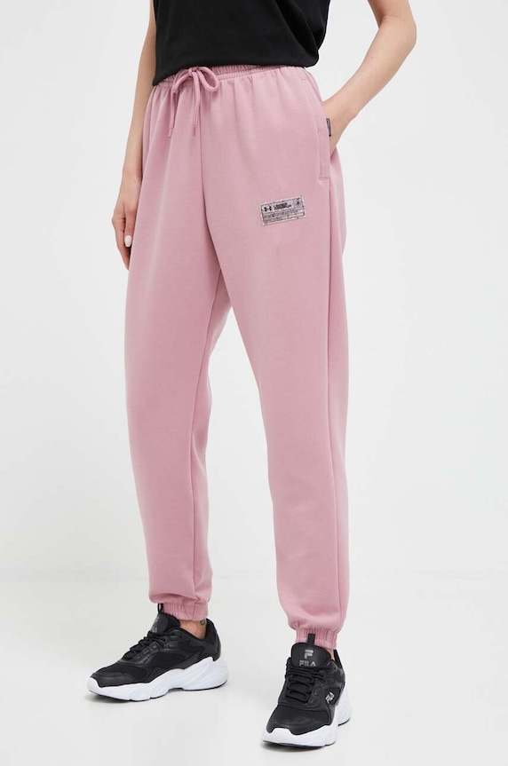 Under Armour spodnie dresowe dzianina różowy 1377175.D