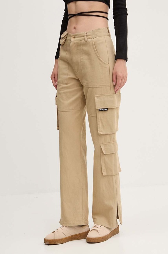 Sixth June pantaloni de bumbac bumbac bej 33670