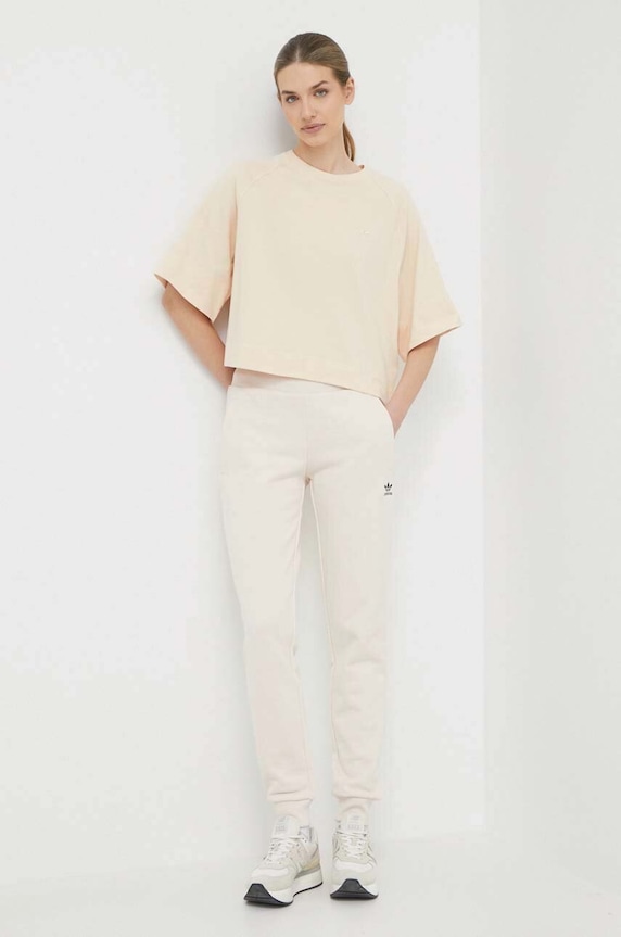 adidas Originals spodnie dresowe bawełniane IA6477 beżowy SS24