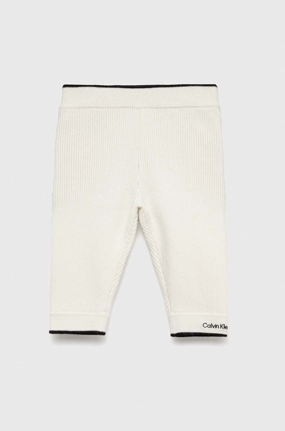 Calvin Klein Jeans spodnie dresowe dziecięce z elastanem biały IN0IN00046.PPYX