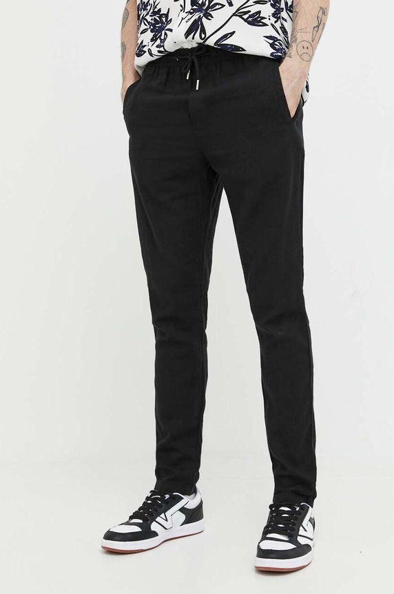 Solid pantaloni din in potrivit negru 21107170.194008