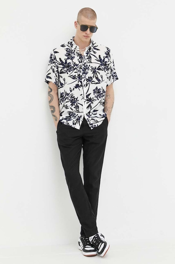 Solid pantaloni din in 21107170.194008 negru ZS24