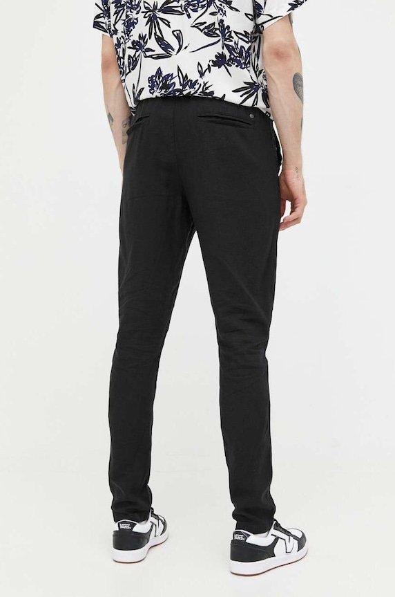 Îmbrăcăminte Solid pantaloni din in 21107170.194008 negru