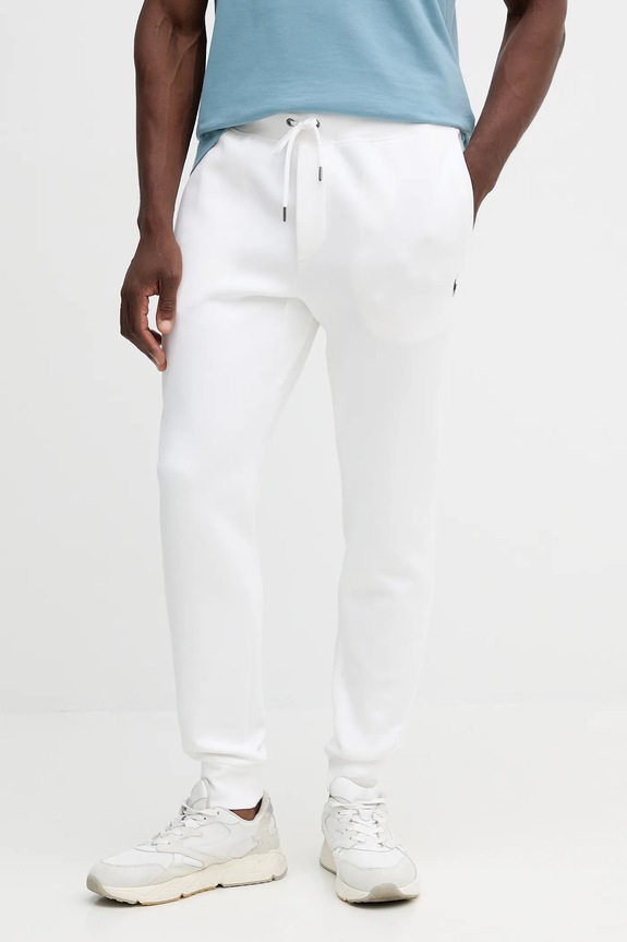 Polo Ralph Lauren Παντελόνι jogger ανδρικό πλεκτό ύφασμα λευκό 710881518