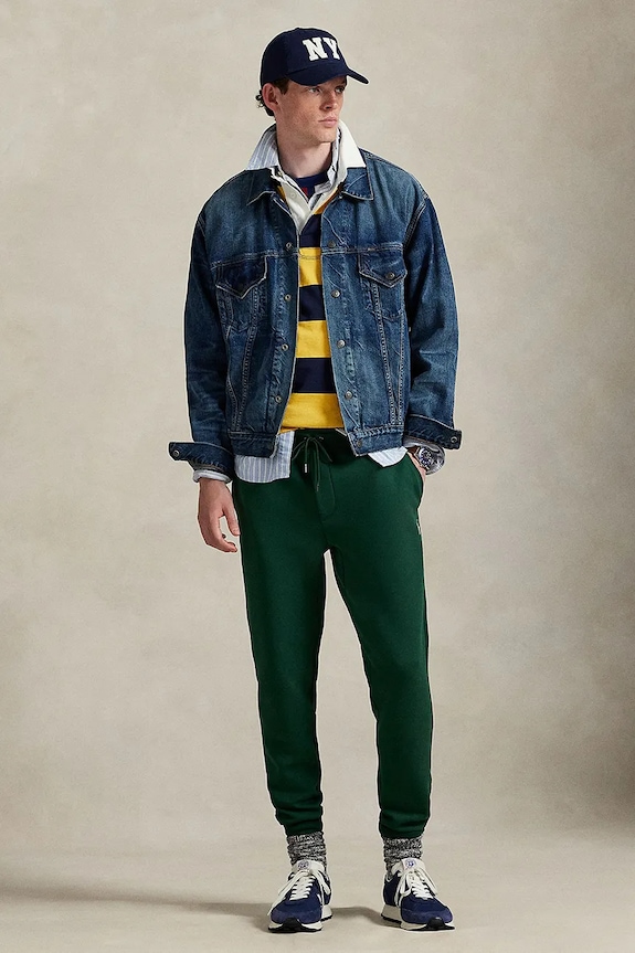 Polo Ralph Lauren Παντελόνι jogger ανδρικό πλεκτό ύφασμα πράσινο 710881518