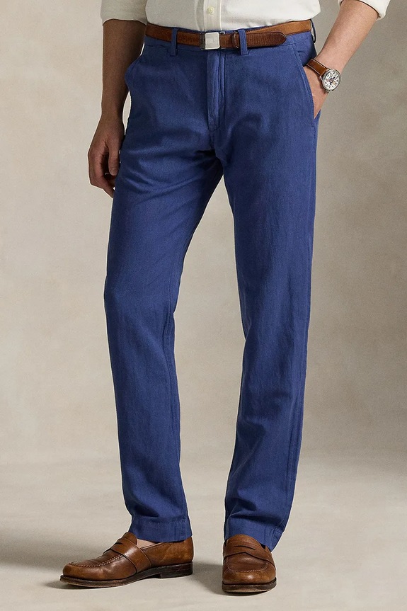 Λινό παντελόνι Polo Ralph Lauren 710901796 σκούρο μπλε AW25