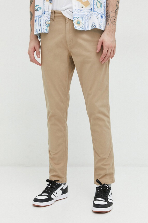 Superdry spodnie z elastanem beżowy M7011022A.C35