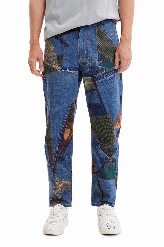 Desigual spodnie bawełniane wzorzyste granatowy 23SMDD09