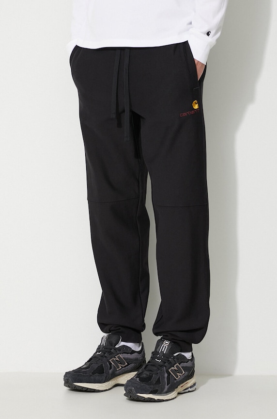 Спортен панталон Carhartt WIP American Script Jogging Pant изчистен черен I027042