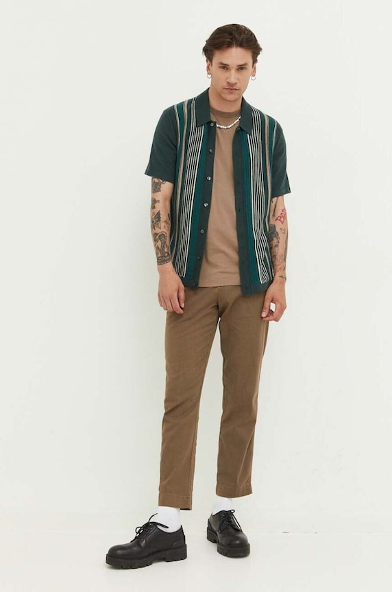 Abercrombie & Fitch nadrág vászonkeverékből KI130.3069.420 barna SS23