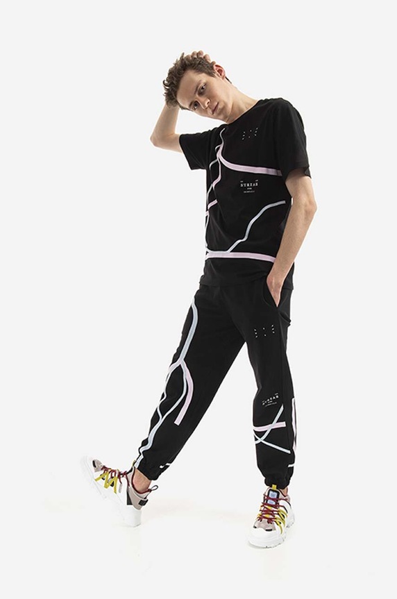 MCQ spodnie dresowe bawełniane Taped 647262RST771000 czarny SS23