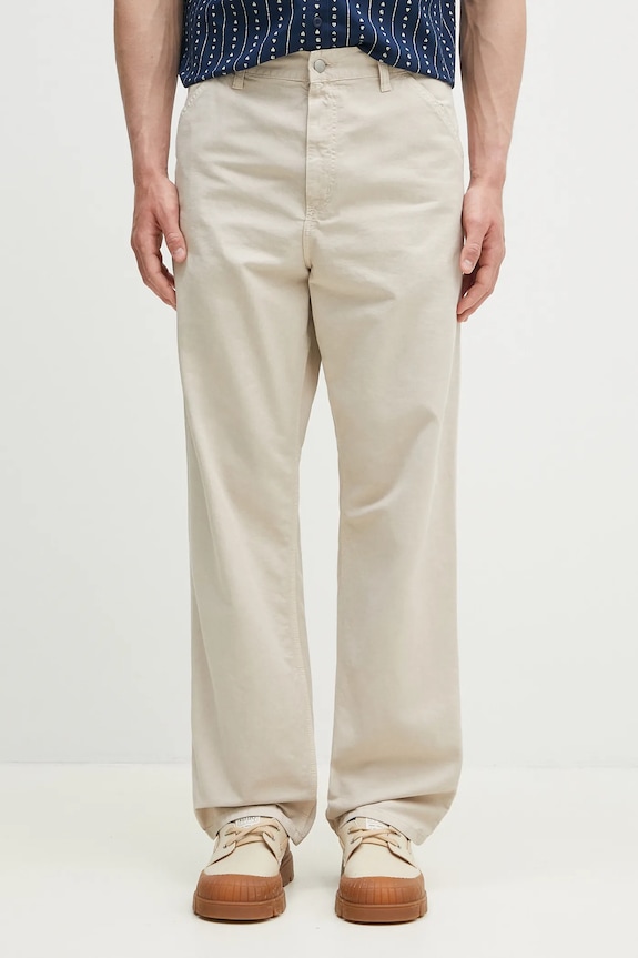 Carhartt WIP cotton trousers Single Knee Pant fabric beige I031499.2LPGD