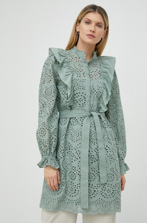 Βαμβακερό φόρεμα Bruuns Bazaar Sienna Kandra BBW3197 πράσινο SS23