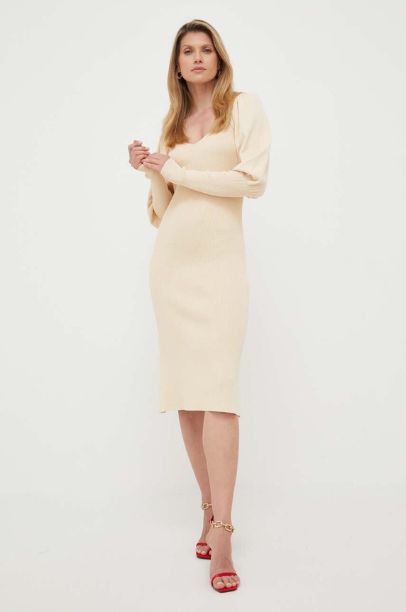 Notes du Nord sukienka Gabi Knitted Puff 13054 beżowy SS23