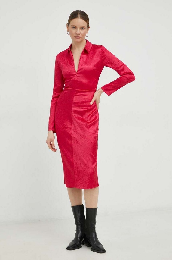 Samsoe Samsoe sukienka z elastanem różowy F22400073