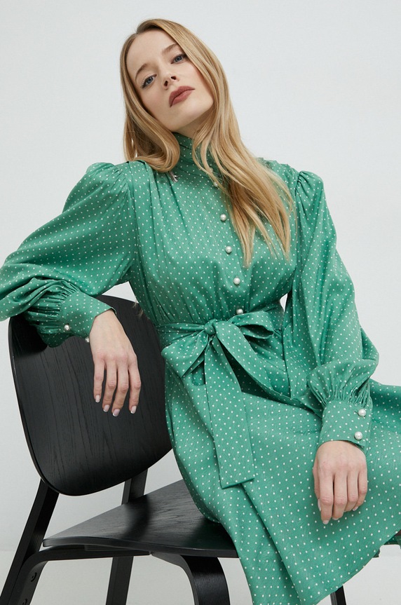 Рокля Custommade Linnea със закопчаване зелен 999373446