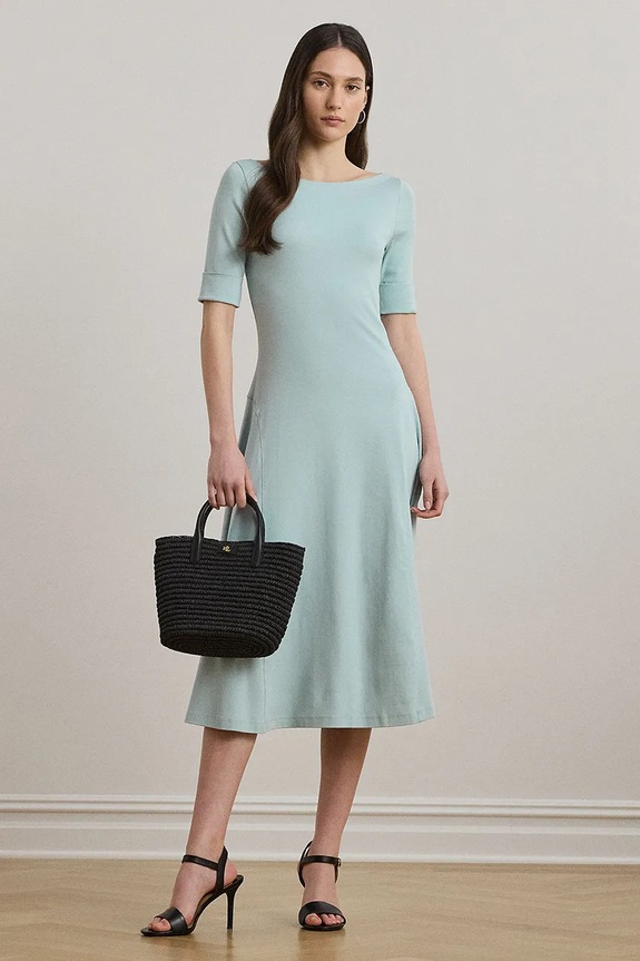 Lauren Ralph Lauren sukienka bawełna niebieski 250863913