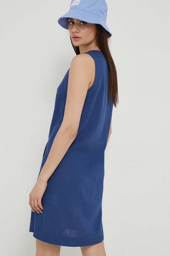 Odzież Love Moschino sukienka z domieszką lnu W.V.J85.01.T.498A niebieski