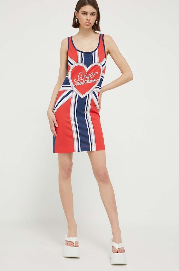 Bavlnené šaty Love Moschino W.5.D31.01.M.3876 modrá SS23