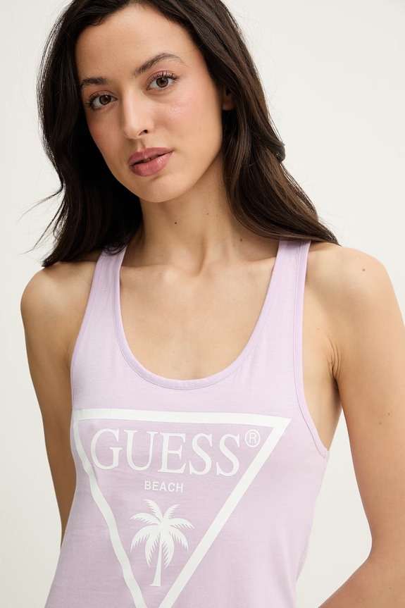 Guess летнее платье из хлопка фиолетовой E3GP03.JA914