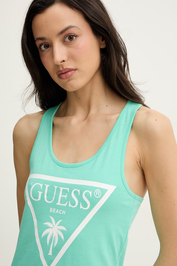 Guess летнее платье из хлопка бирюзовый E3GP03.JA914