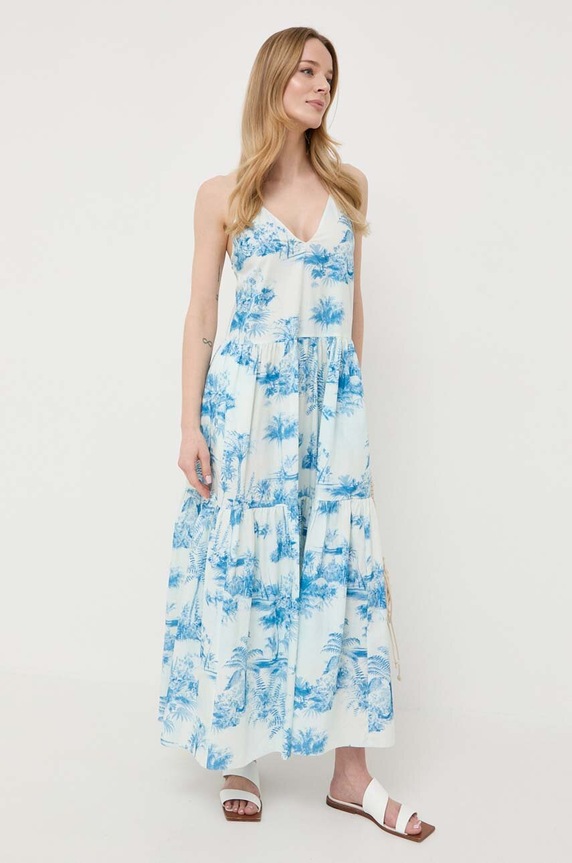 Bavlněné šaty Red Valentino 2R0VAGX06SE modrá SS23