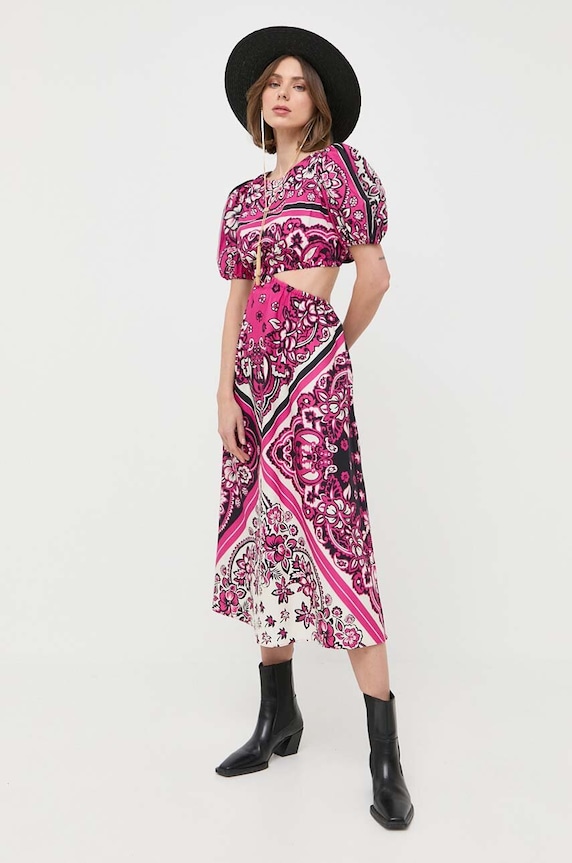 Bavlněné šaty Red Valentino midi fialová 2R0VAHK06SM