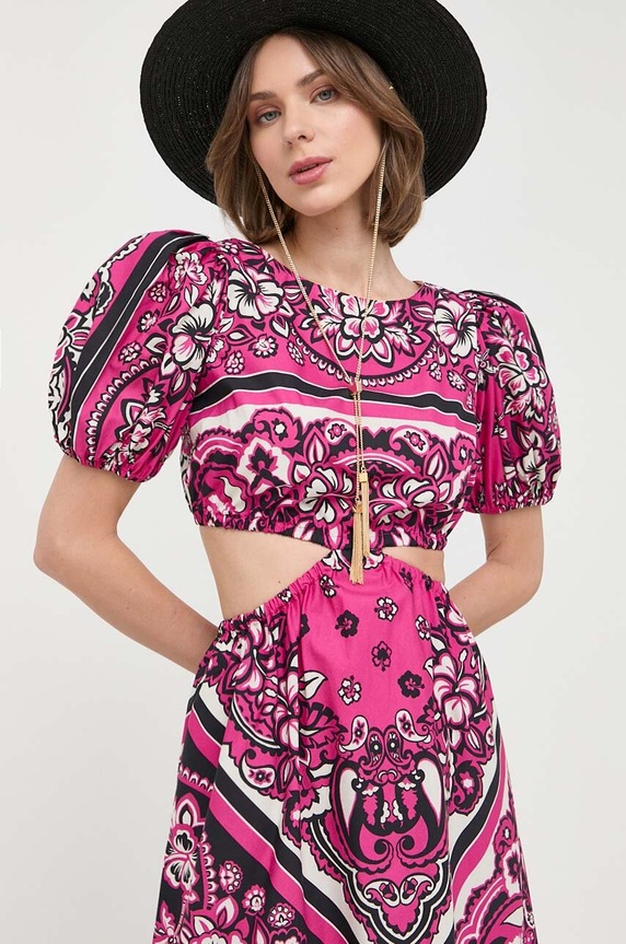 Bavlněné šaty Red Valentino 2R0VAHK06SM fialová SS23