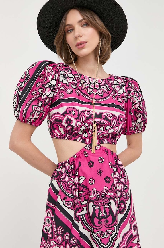 Bavlněné šaty Red Valentino 2R0VAHK06SM fialová SS23
