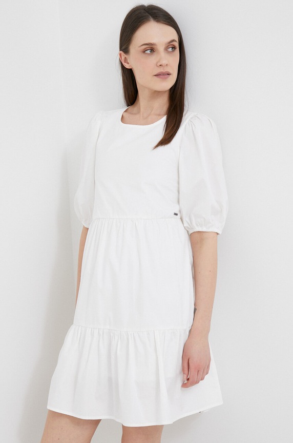 Pepe Jeans sukienka bawełniana Bella bawełna beżowy PL953238.800