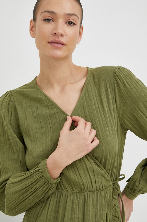 Βαμβακερό φόρεμα Roxy πράσινο ERJWD03702