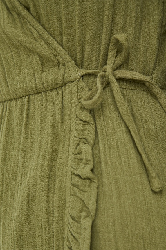 Βαμβακερό φόρεμα Roxy ERJWD03702 πράσινο