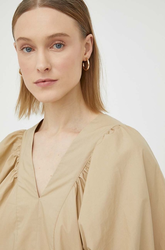 Βαμβακερό φόρεμα By Malene Birger Q71873006 μπεζ SS23