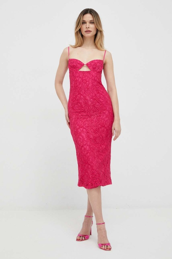 Bardot sukienka midi różowy 58567DB.FUSCHIA