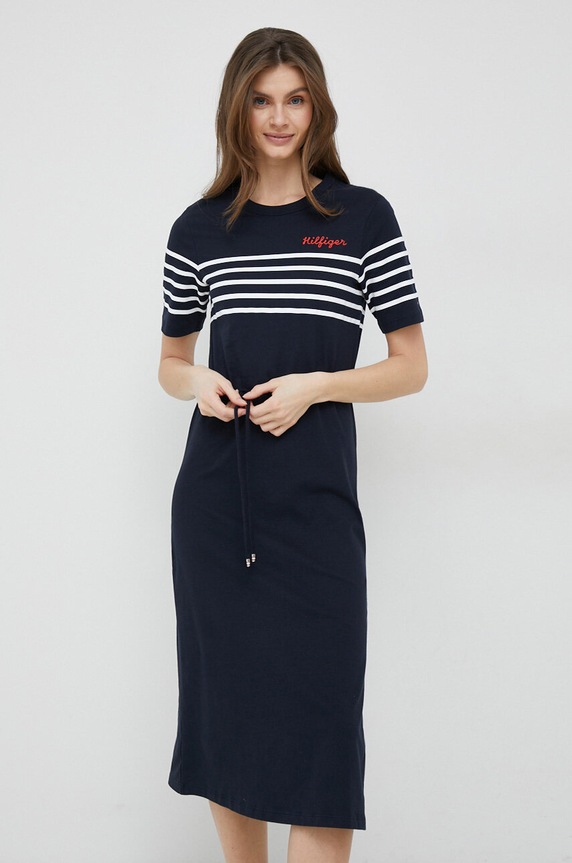 Tommy Hilfiger sukienka bawełniana WW0WW37850.PPYX granatowy SS23