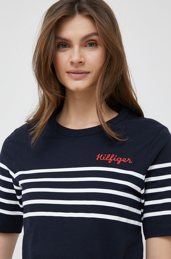 Tommy Hilfiger sukienka bawełniana granatowy WW0WW37850.PPYX