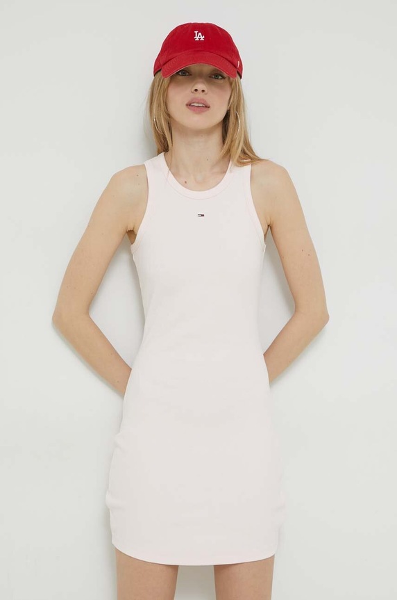 Tommy Jeans sukienka z elastanem różowy DW0DW15344.PPYX