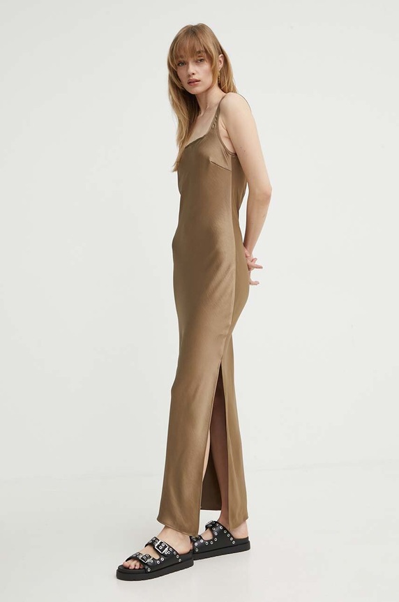 Samsoe Samsoe sukienka F23100173 brązowy SS25