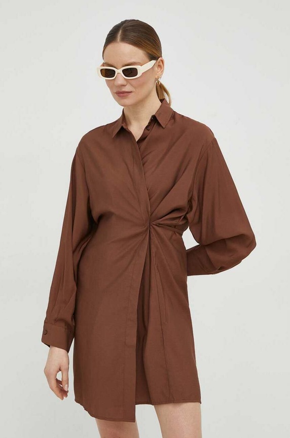 Samsoe Samsoe sukienka casual brązowy F23100142