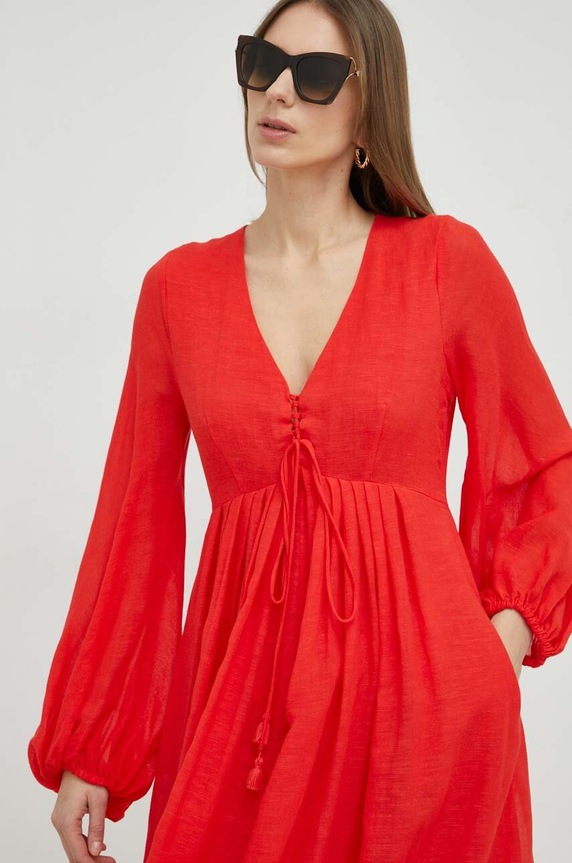 Weekend Max Mara sukienka z domieszką lnu 2352210131600 czerwony